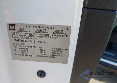 2008 GMC Acadia Slt-1 z USA, uszkodzony, nr VIN 1GKEV23778J165419